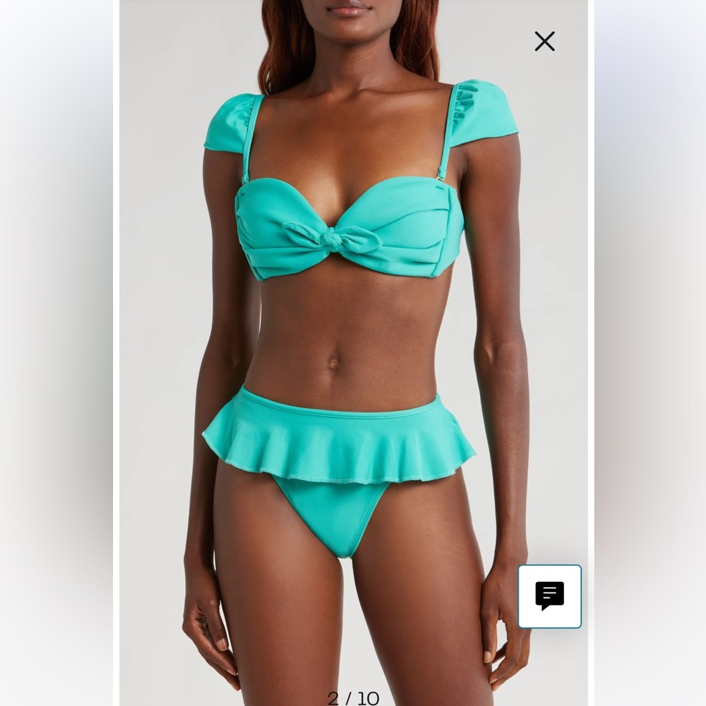 NWT Montce TEAL CABANA CAP SLEEVE MULTI WEAR BIKINI TOP Size L